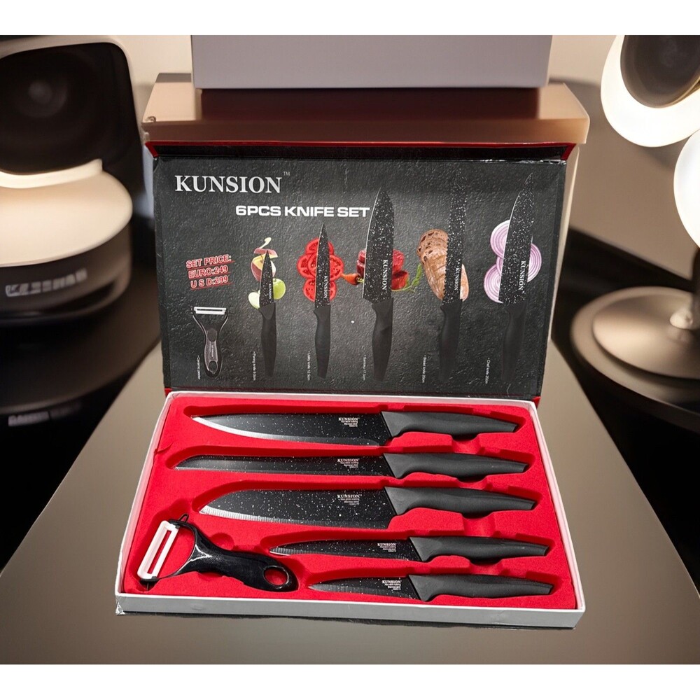 Kunsion 6-Piece Non-Stick Marble Coated Kitchen Knife Set (KS-6673)